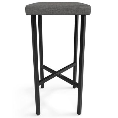 Kit 05 Banquetas Alta Bar Cozinha Sala De Jantar Preto Stella L02 Linho Cinza Escuro - Lyam Decor