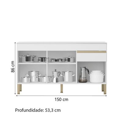Balcão Gabinete De Cozinha 3 Portas 1 Gaveta  Paraná