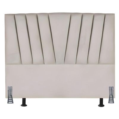 Cabeceira Cama Box Queen 160 Cm Vivian Em Suede Com Frame Bege