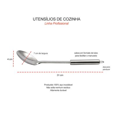 Colher Arroz Utensilios Cozinha Profissional Aço Inox