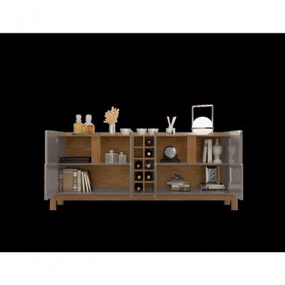 Buffet 4 Portas C- Prateleiras Luna 1,90 Cinza Perola-cedro