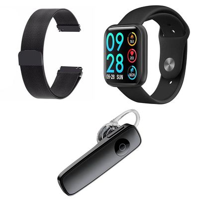 Kit 1 Smartwatch P80 Rosa + 1 Pulseira Prata