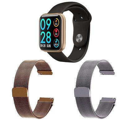 Kit 1 Smartwatch P80 Dourado + 2 Pulseiras Rosê E Prata