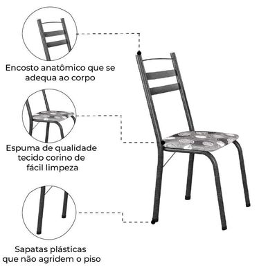 Conjunto Com 6 Cadeiras Tubular Itália Artefamol Dark
