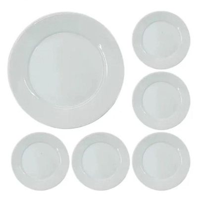 Conjunto De 6 Pratos Raso Mesa Jantar Porcelana Resistente 24,5 Cm Bar Hotel Germer Quantidade:1