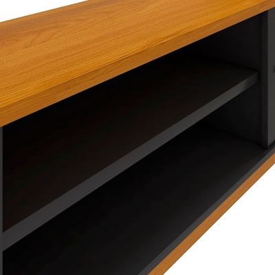 Rack Tv 75 Polegadas Com 2 Portas E Prateleira Riviera - Preto E Cedro