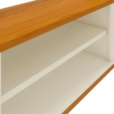Rack Tv 75 Polegadas Com 2 Portas E Prateleira Riviera - Off White E Cedro