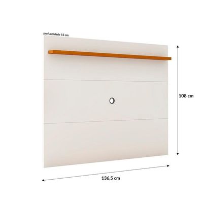 Painel Ripado Com Rack Tv 50 Polegadas 136cm Monaco - Off White E Cedro