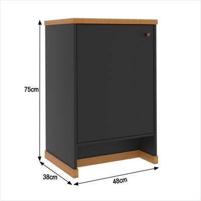 Balcão Baixo Com Porta E Prateleira Para Escritório Verbena - Preto E Naturale