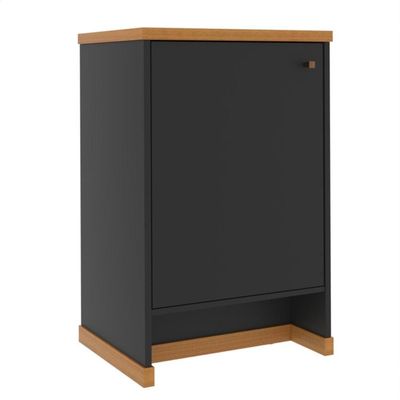 Balcão Baixo Com Porta E Prateleira Para Escritório Verbena - Preto E Naturale