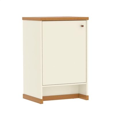 Balcão Baixo Com Porta E Prateleira Para Escritório Verbena - Off White E Naturale