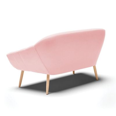 Namoradeira 02 Lugares Suede Rosa Bebê Pés Palito Natural