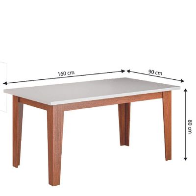 Conjunto Sala De Jantar Mesa Miami 1,60m 6 Cadeiras Santiago Dobuê Madeirado / Off White