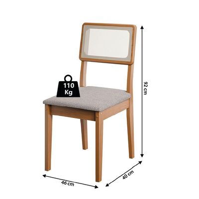 Conjunto De Mesa Sala De Jantar Tampo Com Vidro 1,80m Grécia 6 Cadeiras Santiago Dobuê off White
