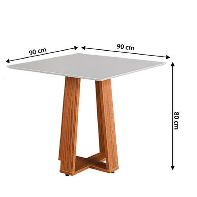 Conjunto Sala De Jantar Mesa Athenas Quadrada 4 Cadeiras Santiago Dobuê Madeirado Off White