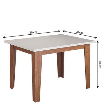 Conjunto Sala De Jantar Mesa Miami 1,20m 4 Cadeiras Santiago Dobuê Madeirado Off White