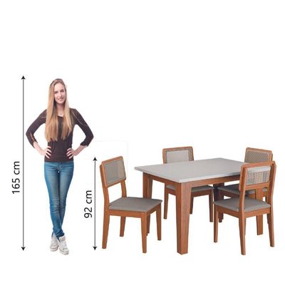 Conjunto Sala De Jantar Mesa Miami 1,20m 4 Cadeiras Santiago Dobuê Madeirado Off White