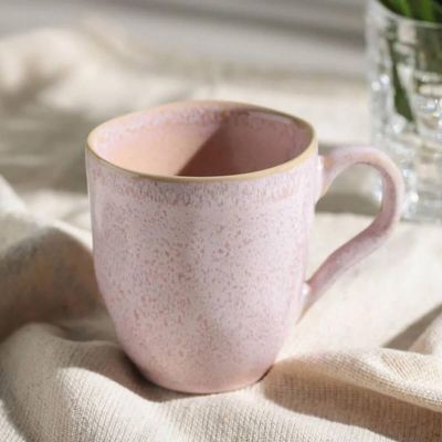 Caneca de Chá Cerâmica 273ml Rosa Xicara Avulsa Orgânico Litchi Porto Brasil