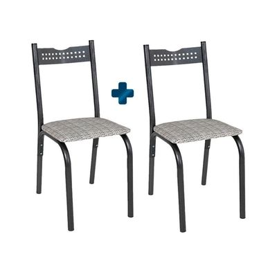 Kit Com 2 Cadeiras De Jantar Aço Preto Manteiga Ana Repleta