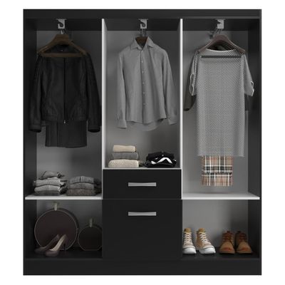 Guarda Roupas New Marbela 07 Portas E 01 Gaveta - Black Black