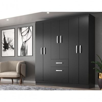 Guarda Roupas New Marbela 07 Portas E 01 Gaveta - Black Black