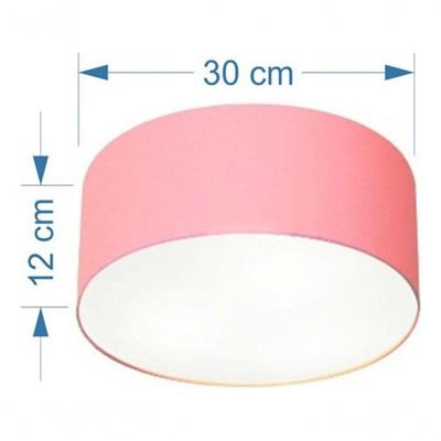 Plafon Cilíndrico Md-3010 Cúpula Em Tecido 30x12cm Rosa Bebê - Bivolt