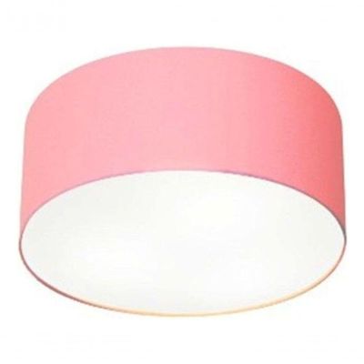 Plafon Cilíndrico Md-3010 Cúpula Em Tecido 30x12cm Rosa Bebê - Bivolt