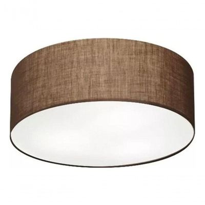 Plafon Cilíndrico Md-3006 Cúpula Em Tecido 60x15cm Café - Bivolt