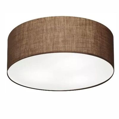 Plafon Cilíndrico Md-3006 Cúpula Em Tecido 60x15cm Café - Bivolt