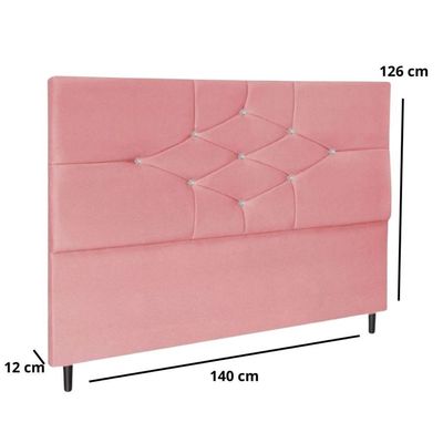 Cabeceira Cama Casal Box 140 Cm Virgínia Suede Rosa E-frame