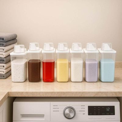 Kit 6 Dispensers Medidor New Retro 3,9l Porta Sabão Amaciante Organizador Lavanderia Área de serviço