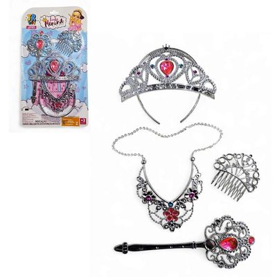 Kit Fantasia Infantil Princesa Coroa Varinha E Acessórios Joia Flor