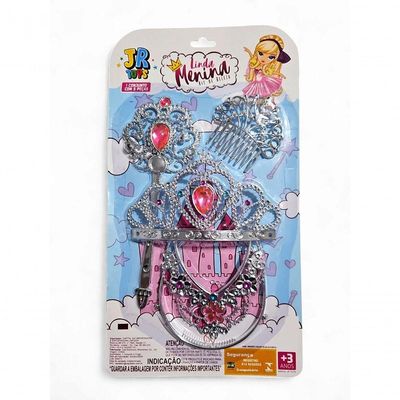 Kit Fantasia Infantil Princesa Coroa Varinha E Acessórios Joia Flor