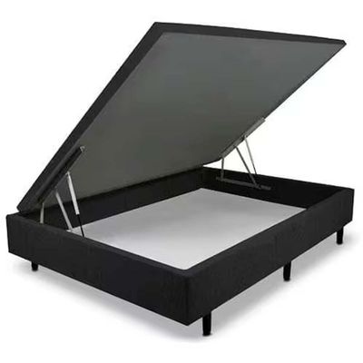 Colchão de Casal Turquia com Molas Ensacadas e Pillow Inn Biflex + Box MGA Lift Cotton com Baú e Pistão à Gás Branco/Grafite/Preto