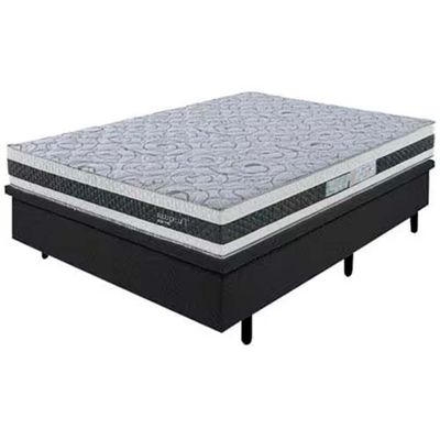 Colchão de Casal Turquia com Molas Ensacadas e Pillow Inn Biflex + Box MGA Lift Cotton com Baú e Pistão à Gás Branco/Grafite/Preto