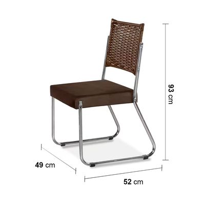 Mesa de Jantar Claudia com Tampo Kanon 6 Cadeiras Aço Nobre Chocolate/Marrom/Nogal