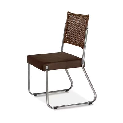 Mesa de Jantar Claudia com Tampo Kanon 6 Cadeiras Aço Nobre Chocolate/Marrom/Nogal