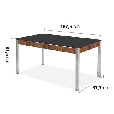 Mesa de Jantar Claudia com Tampo Kanon 6 Cadeiras Aço Nobre Chocolate/Marrom/Nogal