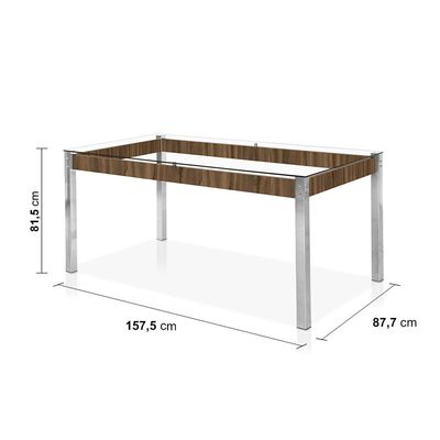 Mesa de Jantar Aço Nobre Claudia com Tampo Kanon e 6 Cadeiras Bege e Nogal