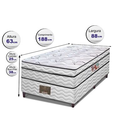 Cama Box Solteiro Cama Inbox Moderne Ortopédico com Camada Especial de Espuma D45 63x88x188cm Branco /Grafite