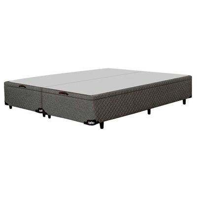 Colchão Queen Size Turquia com Molas Ensacadas e Pillow Inn Biflex + Base Box Itaflex Universal com Baú Branco/Grafite/Chumbo