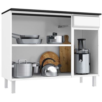 Balcão Triplo Smart Esmeralda 1 Gaveta Com Tampo Telasul Branco