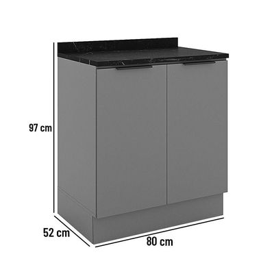 Balcão Lumina 80 Cm 2 Portas Com Tampo 917121-01 Telasul Cinza