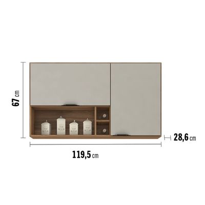 Armário Aéreo Demóbile Firenze com 2 Portas 2 Prateleiras e Nichos Amêndoa/Nude Prime TX Amêndoa/Nude Prime TX