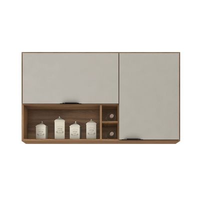 Armário Aéreo Demóbile Firenze com 2 Portas 2 Prateleiras e Nichos Amêndoa/Nude Prime TX Amêndoa/Nude Prime TX