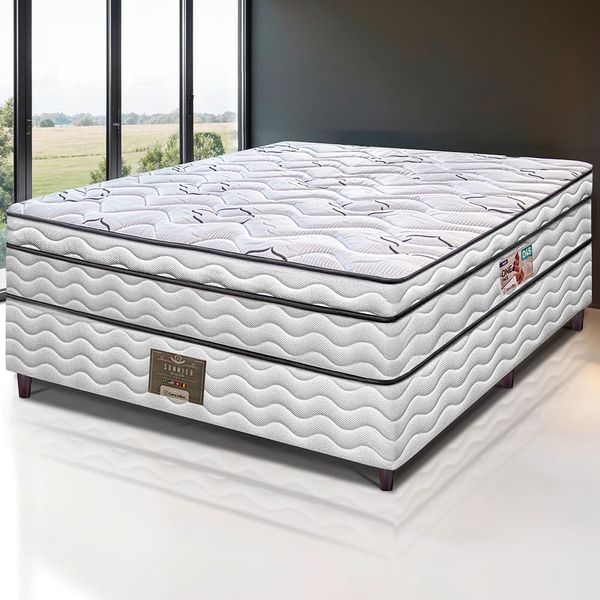 Cama Box Casal Cama inBox Moderne Ortopédico com Camada Especial de Espuma D45 63x138x188cm - Branco/Grafite Branco /Grafite