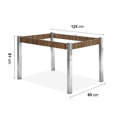 Mesa de Jantar Aço Nobre Claudia com Tampo Kanon e 4 Cadeiras Bege e Nogal