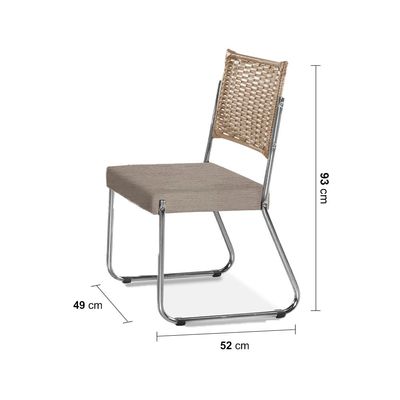 Mesa de Jantar Aço Nobre Claudia com Tampo Kanon e 4 Cadeiras Bege/Nogal/Off White
