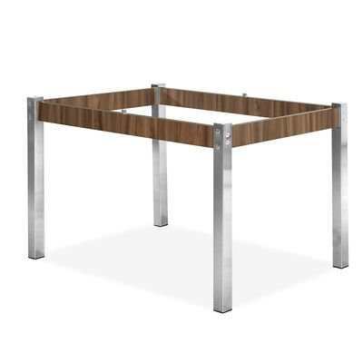 Mesa de Jantar Aço Nobre Claudia com Tampo Kanon e 4 Cadeiras Bege e Nogal