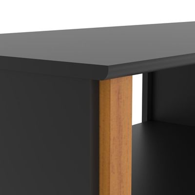 Rack Tv 43 Polegadas 90cm Com 3 Prateleiras Asteca - Preto E Cedro